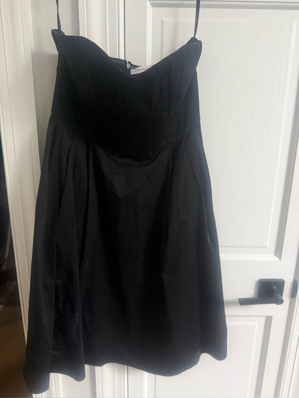 Calvin Klein Black Strapless Pleated A-Line Dress